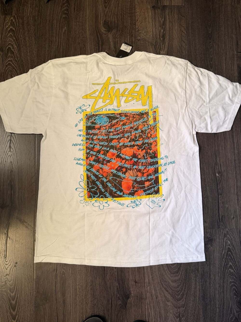 Stussy Super Bloom Tee White Large Graphic T-Shirt